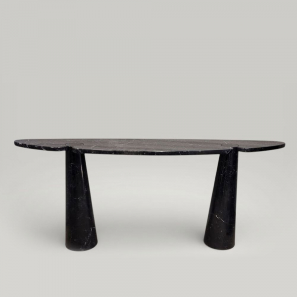 Consola italiana vintage de mármol Marquina negro de Angelo Mangiarotti, años 70.