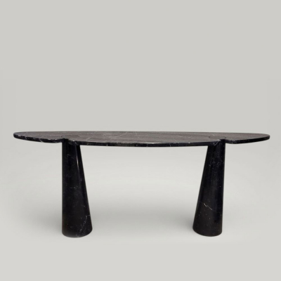 Consola italiana vintage de m&aacute;rmol Marquina negro de Angelo Mangiarotti, a&ntilde;os 70.