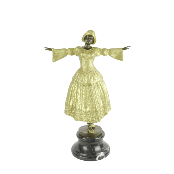Escuela europea, ppios. del s.XX.  Bailarina.  Escultura en bronce patinado y dorado 