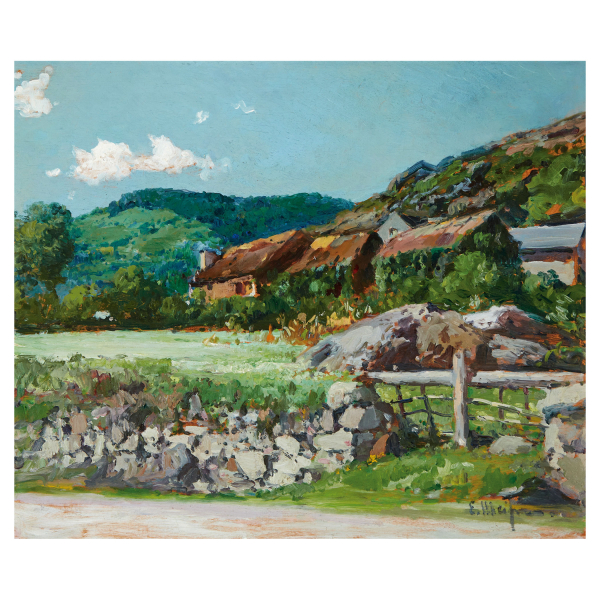 Eliseo Meifr&eacute;n i Roig (Barcelona, 1857-1940) Paisaje rural. &Oacute;leo sobre tabla. Firmado.