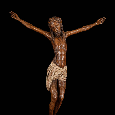 Escultura en talla de madera de tilo. Cristo. Siglo XV, posiblemente alem&aacute;n. 