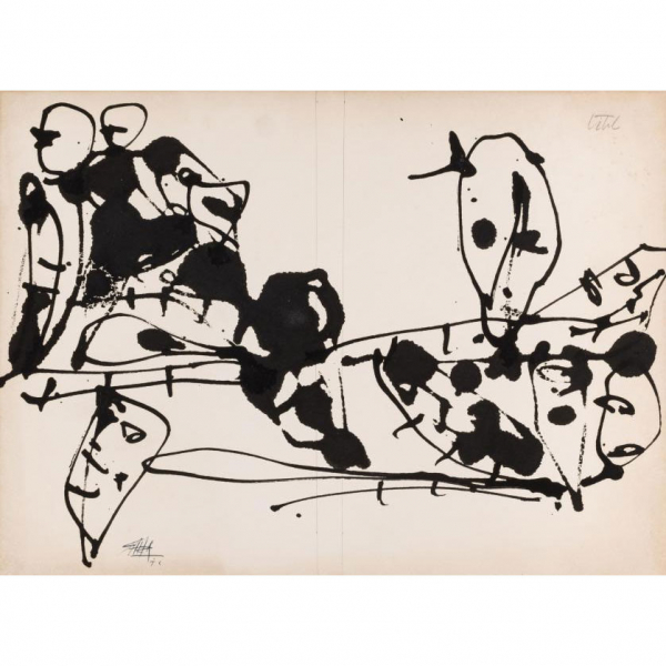 Antonio Saura.   "Sin título (1972)". Dibjo a tinta sobre papel.