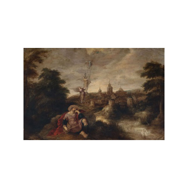 ESCUELA FLAMENCA  (S. XVII) "El sueño de Jacob" Óleo / Cobre 