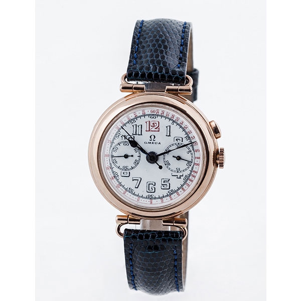 Reloj cronógrafo suizo, cab., vintage, OMEGA oro rosa 14 K