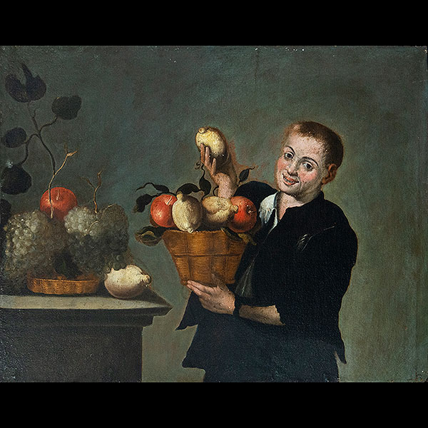 Seguidor de Pedro N&uacute;&ntilde;ez de Villavicencio (Sevilla, 1644 - Madrid, 1695) - Ni&ntilde;o con un cesto de frutas.