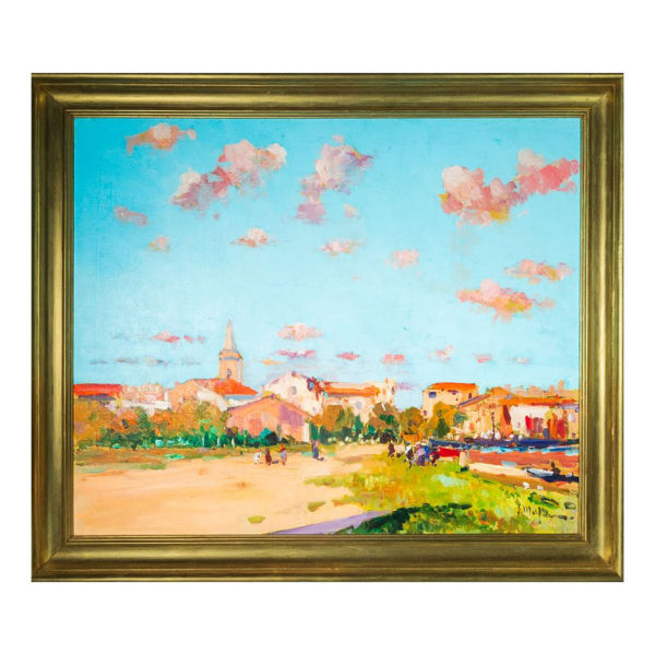 &quot;Sol de Tarde&quot; , Eliseo Meifrén Roig (Barcelona, 1859-1940).  Óleo sobre lienzo 