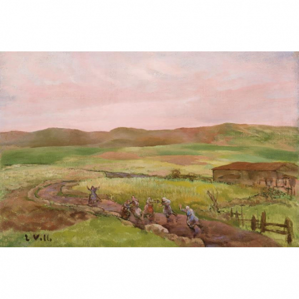 EVARISTO VALLE (1873 - 1951) &quot;Carnavalada&quot;. Óleo sobre lienzo. 
