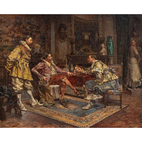 MÁXIMO JUDERIAS CABALLERO  (Zaragoza 1867 - Sardañola 1951) "Personajes de corte en el salón"