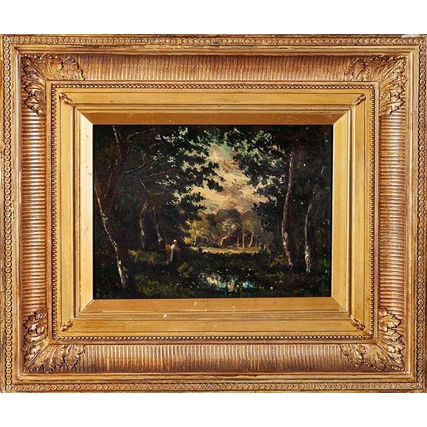 Narciso D&iacute;az de la Pe&ntilde;a "Paisaje de Fontainebleau" &Oacute;leo