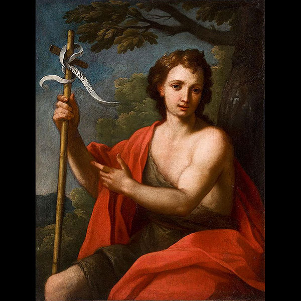 Pietro Bianchi (Roma 1694 - 1740) atribuido San Juan Bautista en el desierto Óleo sobre lienzo.