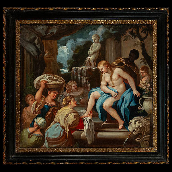 El Baño de Venus, atribído a Luca Giordano (1548-Roma - 1600), escuela italiana del siglo XVII, 80 x 75 cm.