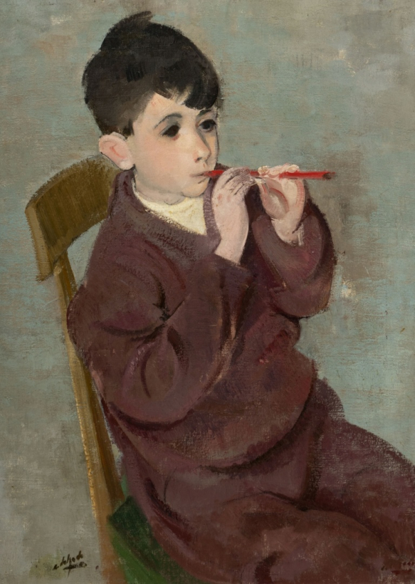 ALVARO DELGADO RAMOS  (Madrid 1922 - 2016) "Niño tocando la flauta"