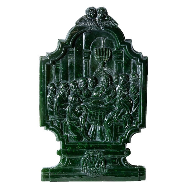 Relieve en jade verde "Última cena"