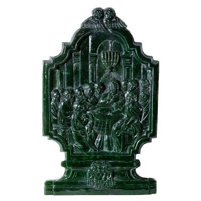 Relieve en jade verde "&Uacute;ltima cena"