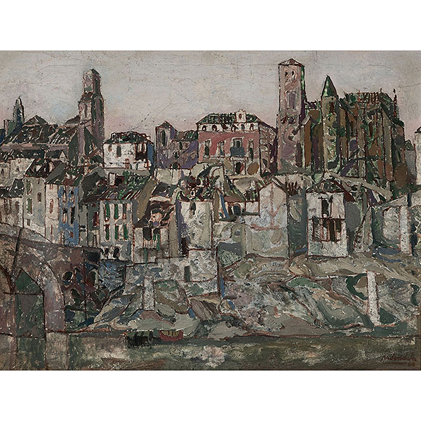 AGUSTIN REDONDELA   (Madrid 1923 - 2015)  &quot;Vista de Tordesillas&quot;  Firmado: Redondela 69.  Óleo / Lienzo 