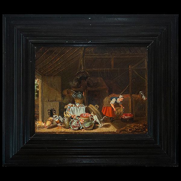 Círculo de Paulus Potter (Paises Bajos, 1625 - 1654) - Despensa Holandesa.