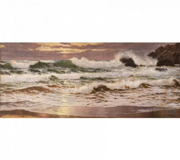 JUAN MARTÍNEZ ABADES (Gijón, 1862-Madrid, 1920) Playa de la Espasa, Colunga, Asturias  Óleo sobre lienzo