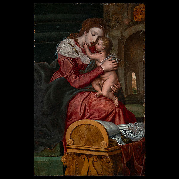 Excepcional Madonna sobre Tabla, Adam Van Noort (Amberes c. 1561-Amberes, 1641) escuela Flamenca siglo XVI