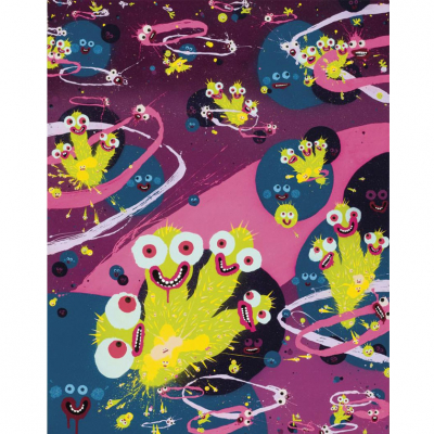 Olga de Dios.   &quot;Spray Cocktail Party #33 (2022)&quot;. Técnica mixta sobre tabla. Firmado, fechado (2022) y titulado al dorso.