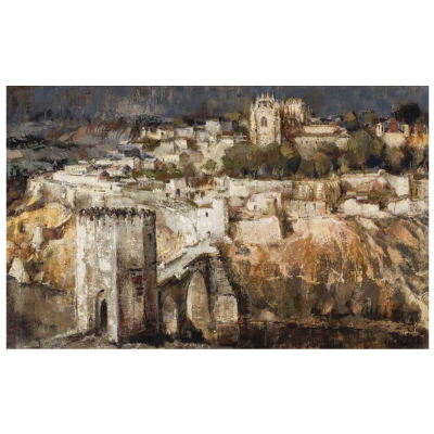 Miquel Llabres Grimalt.   &quot;Puente de San Martin. Toledo&quot;. Óleo sobre lienzo. Firmado