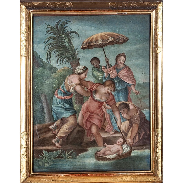 Escuela italiana S.XVIII "Moises salvado de las aguas"