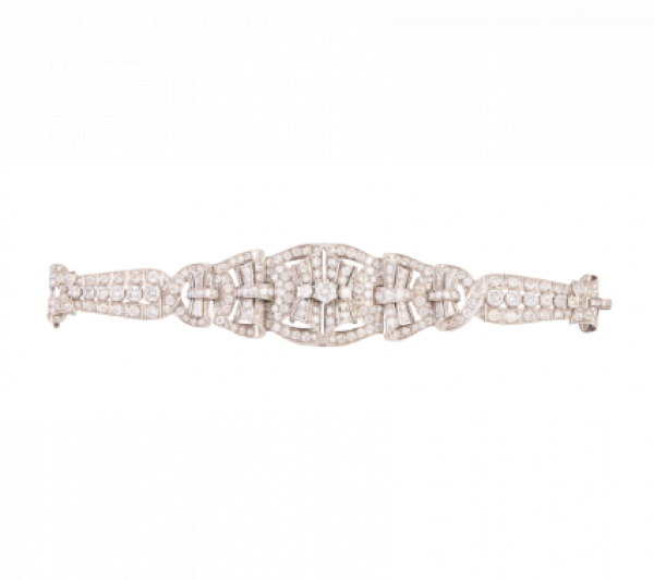 Brazalete de brillantes años 40 con montura de platino. 