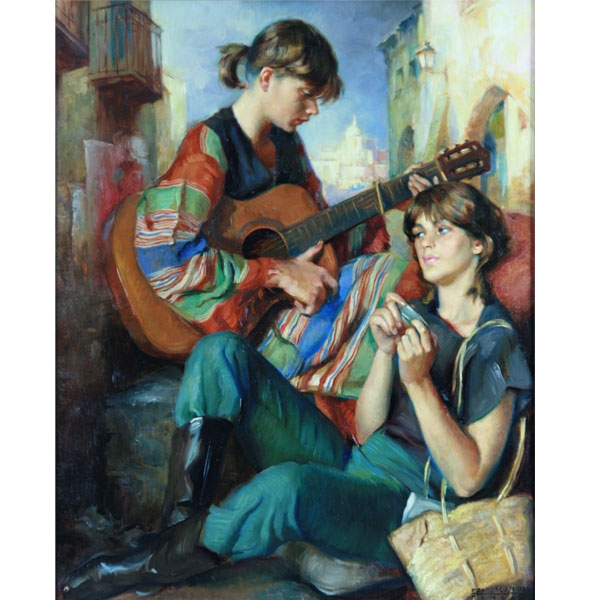 FRANCISCO RIBERA G&Oacute;MEZ Dos jovenes con guitarra