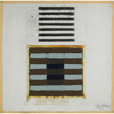 Kevin Teare.  (1951)   &quot;Barbizon (1976)&quot;. Óleo, mortero y acrílico sobre papel. Firmado 