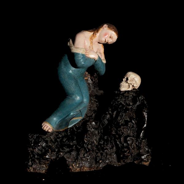 Escultura de Magdalena en penitencia, escuela de Granada, siglo XVIII, en terracota