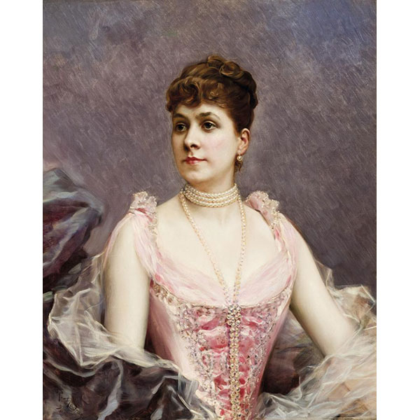 RAIMUNDO DE MADRAZO (1841 - 1920) &quot;Retrato de Maria de Hahn y Echenagusía&quot;. Óleo sobre lienzo.