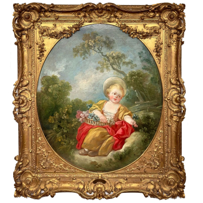 FRAGONARD, Jean-Honor&eacute; (Grasse, 1732 &ndash; Par&iacute;s, 1806) "La Petite Jardini&egrave;re".   &Oacute;leo sobre lienzo