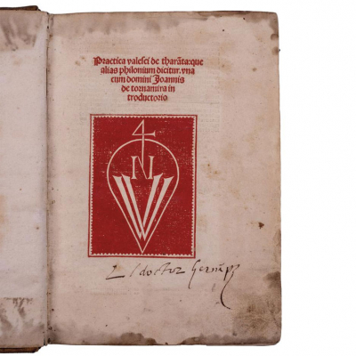 "PRACTICA VALESCI DE THARANTA.- que alias Philonium dicitur una cum domini Joannis de Tornamira in troductorio" Nicolaum Wolff, 1500.