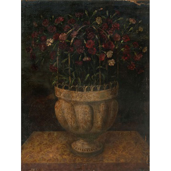 ESCUELA ESPAÑOLA  (S. XVIII) "Bodegón de cesta de flores"