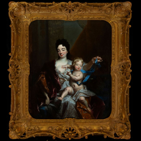 Nicolas de Largillière (París, 1656 - 1746) "Retrato de Marie Madeleine Mercier y Luis de Borbón, 2º duque de Bretaña" (c.1708).  