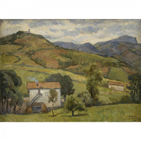 "Paisaje de San Marcial" Irún.  GASPAR MONTES ITURIOZ (Irún, 1901-1998). 