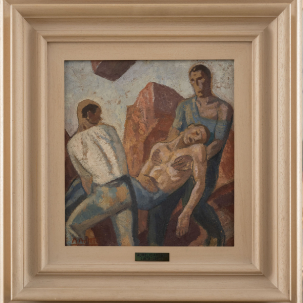 "Naufragio"  AURELIO ARTETA (Bilbao, 1879- M&eacute;xico, 1940).  &Oacute;leo/cart&oacute;n. 