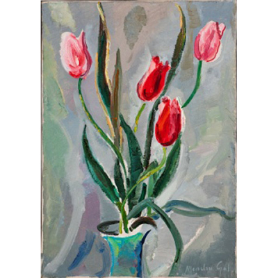 MENCHU GAL ORANDAIN   (Irún, Guipúzcoa 1919 - 2008)  &quot;Jarrón con flores &quot;  Firmado: Menchu Gal  Óleo / Lienzo 