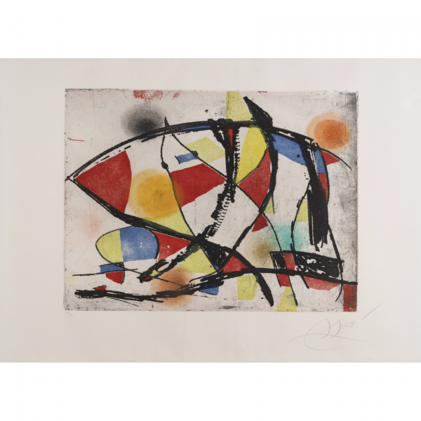 Joan Mir&oacute; i Ferr&agrave; (Barcelona, 1893-Palma de Mallorca, 1983)  Serie &laquo;Enrajolats&raquo;.  Grabado al aguafuerte y aguatinta sobre papel Arches. Firmado 