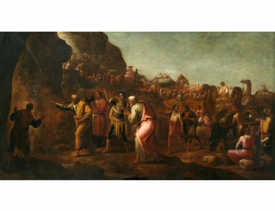 ESCUELA ITALIANA, SIGLO XVII Moisés haciendo brotar el agua