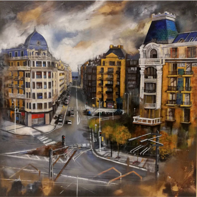 Javier Espigares: &quot;Gran Vía&quot; 2022.   Obra en acrílico sobre madera