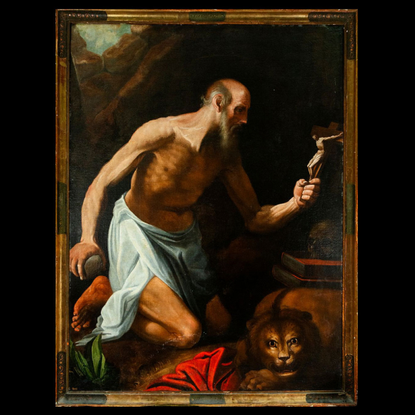 Gran San Jerónimo Penitente, escuela italiana o española del siglo XVII. 