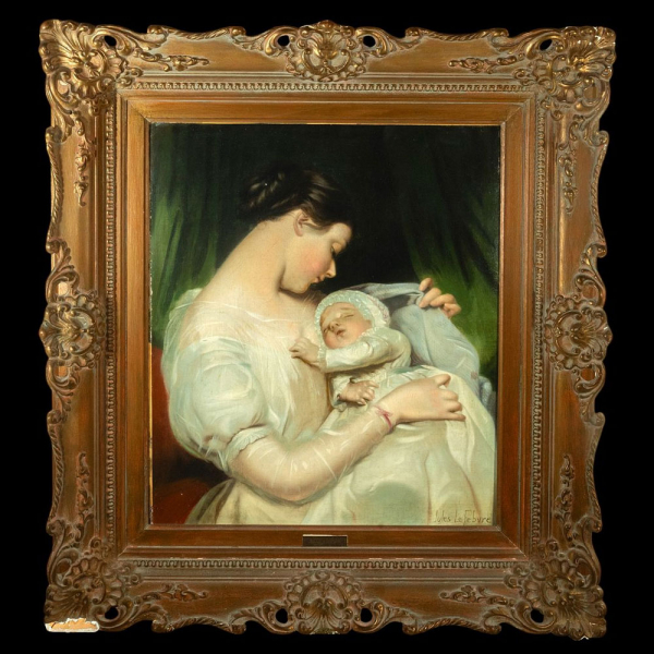 Jules Joseph Lefebvre (1836-1911) - Madre con su hijo.  Óleo sobre lienzo.
