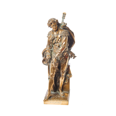 Émile André Boisseau (Varzy, Francia, 1842-París, Francia, 1923) y Jean Barnabé Amy (Tarascón, Francia, 1839-París, Francia, 1907) Figaro. Escultura en bronce patinado.