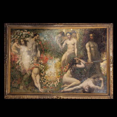 PHILIPPE SWYNCOP (1878-1949) El Triunfo de la Paz sobre las Armas, escuela Romanticista Belga del siglo XIX.