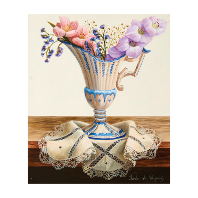 Cl&agrave;udia de Vilafam&eacute;s (Vilafam&eacute;s, Castell&oacute;n, 1967) Bodeg&oacute;n con lirios. &Oacute;leo sobre tabla.