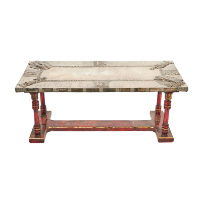 Mesa de centro conmemorativa del Imperio Nuevo Egipto en plata española punzonada de la joyería J.Roca, c.1973.