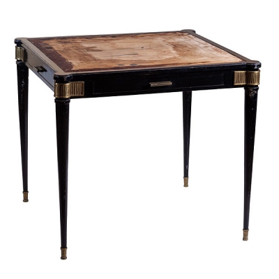 Marc du Plantier Mesa de bridge lacada en negro y bronce a&ntilde;os 40