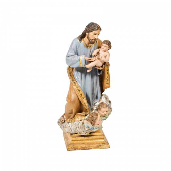 Escuela española, fles. del s.XVIII. San José con el Niño. Escultura en madera tallada y policromada.