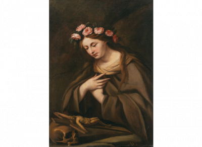 ANDREA VACCARO (Nápoles, 1598 - 1670)  Santa Rosalía de Palermo.    Óleo sobre lienzo. 
