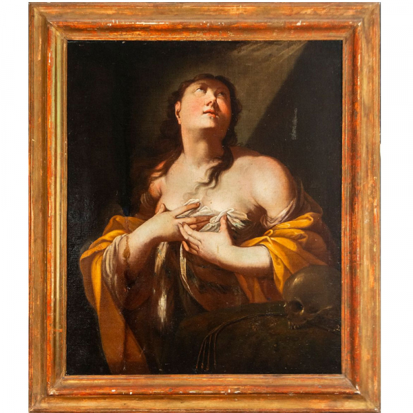 Mar&iacute;a Magdalena penitente. Escuela Napolitana de Luca Giordano - Siglo XVII.    &Oacute;leo sobre lienzo. 